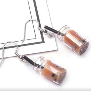 NWOT Dainty Boba Tea Dangle Earrings